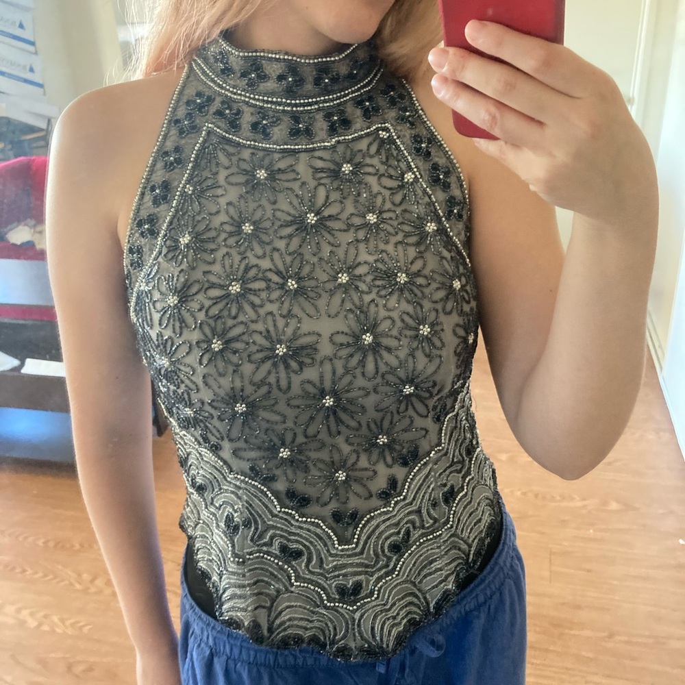Vintage silk blue top